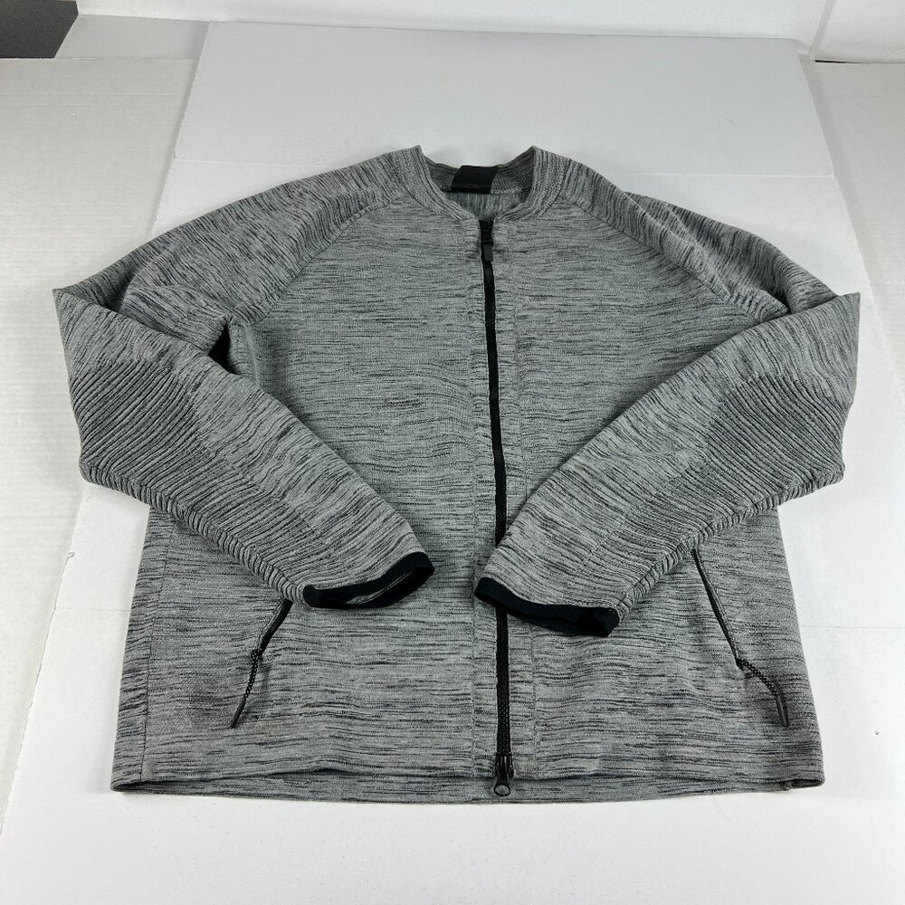 NIKE Full Zip Sweatshirt Adult Medium Dark Grey Faded Crewneck Pockets